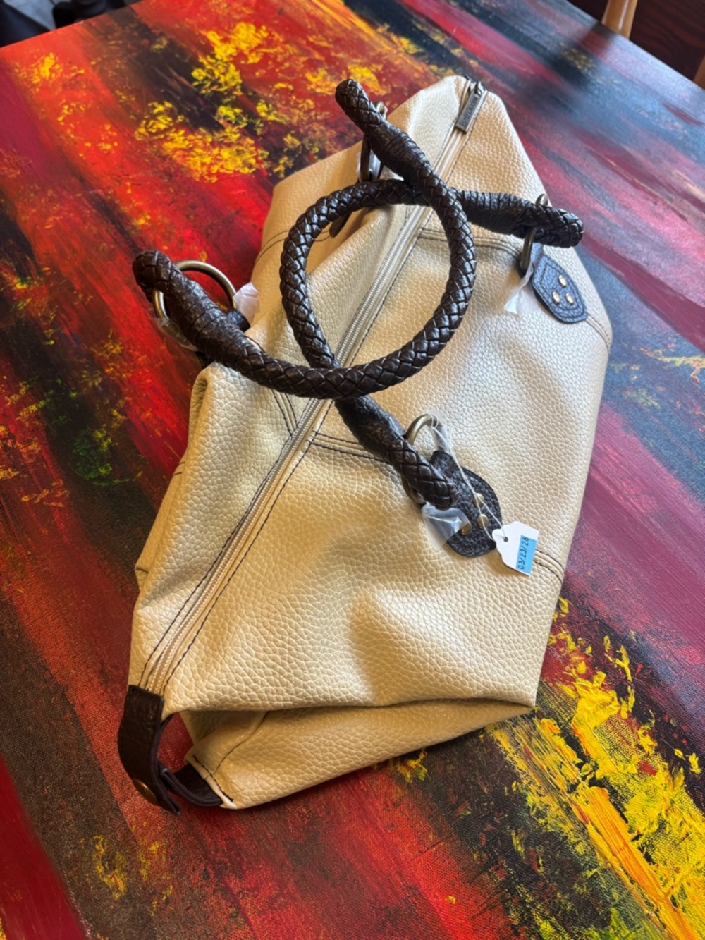 Estee Lauder Cream pebbled faux leather Tote